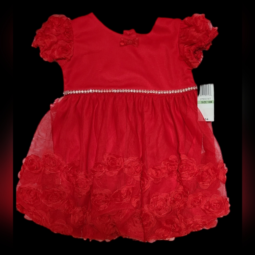 NWT Blueberi Boulevard size 18M red dress/white leggings 2 piece